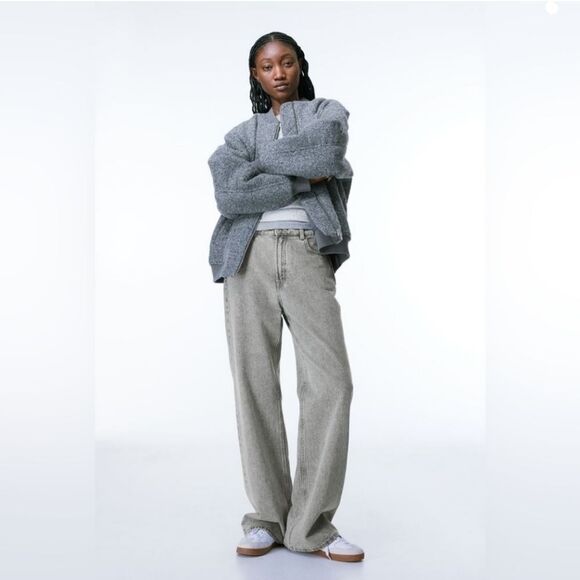 H&M Divided Gray Light Wash Denim Wide Leg High Rise Jeans Women's Size 0 - Picture 1 of 10